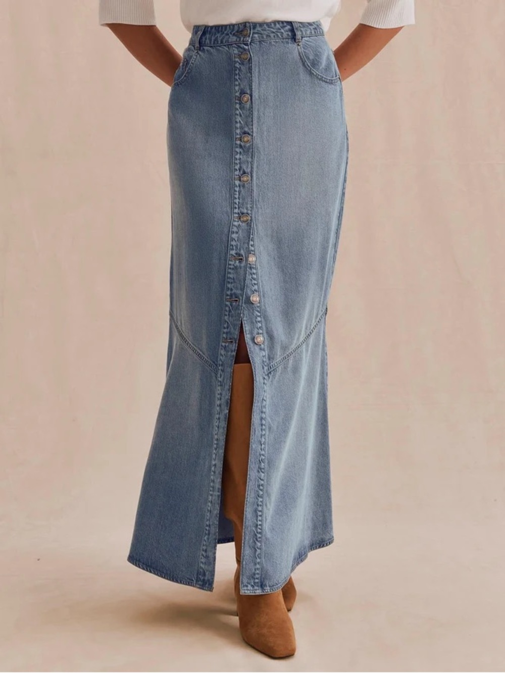 Splendid Denim Front Slit Skirt Indigo Size Small